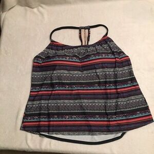 Kona Sol Womens Plus Size 22W Tankini Swim Top Geometric Tribal Stripe Racerback